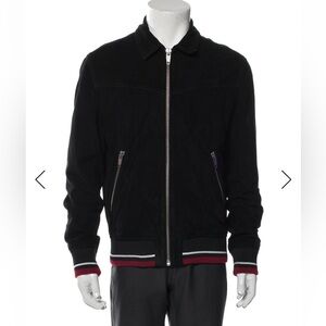 The Kooples Black Bomber Jacket with Red Accents
